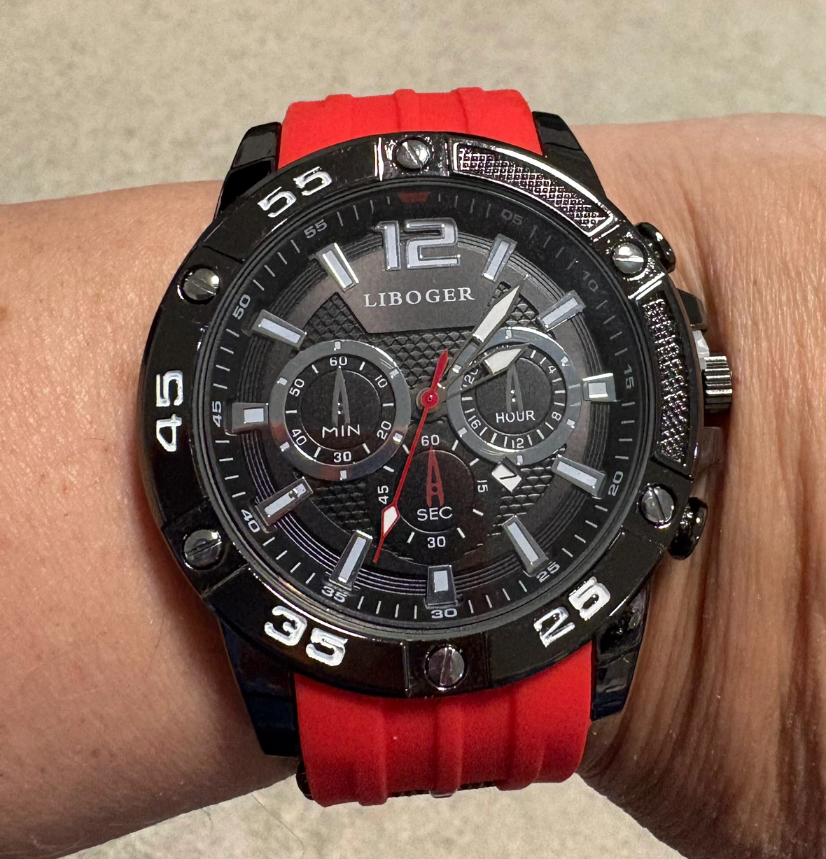 New LIBOGER Men’s Sport Watch – Red Silicone Band