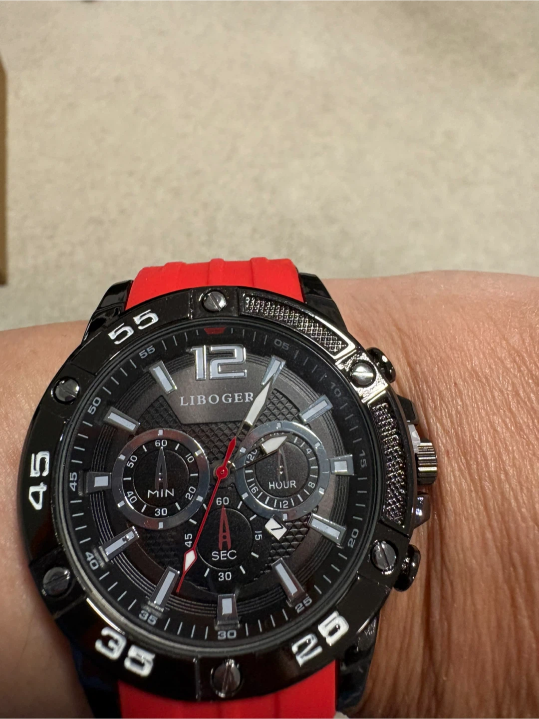 New LIBOGER Men’s Sport Watch – Red Silicone Band - photo 2