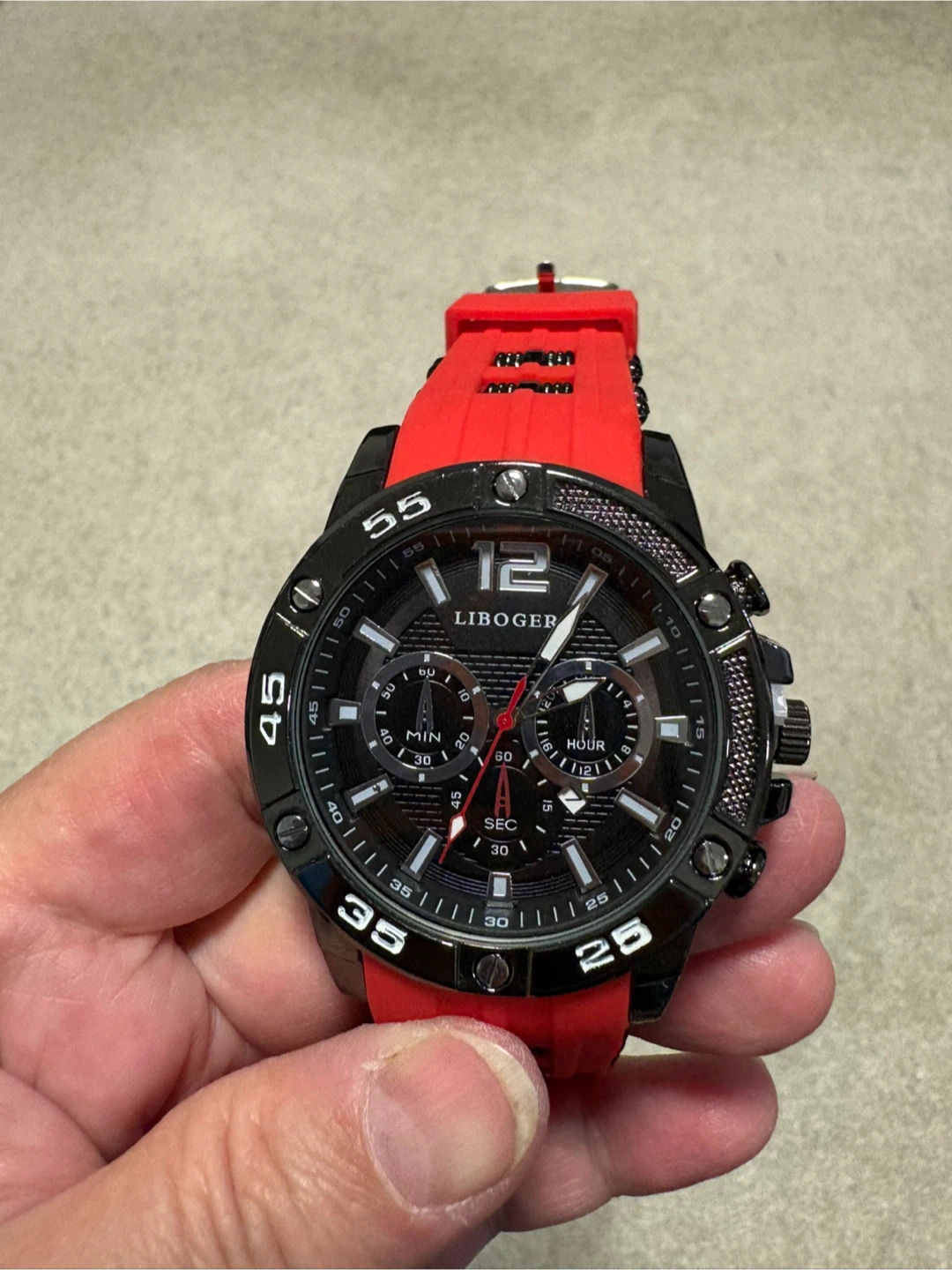 New LIBOGER Men’s Sport Watch – Red Silicone Band - photo 4