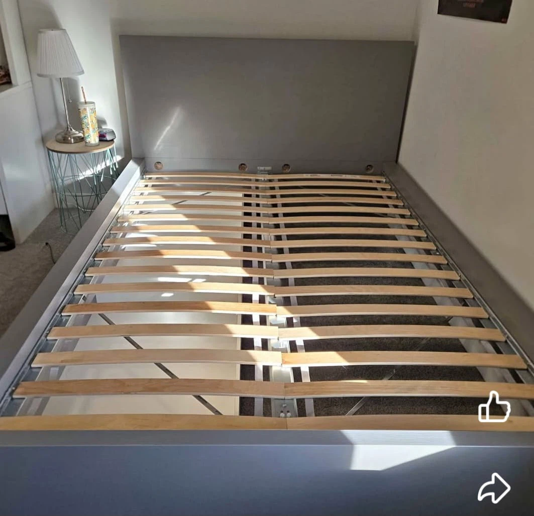 Ikea Grey Queen  Bed Frame with Storage Drawers