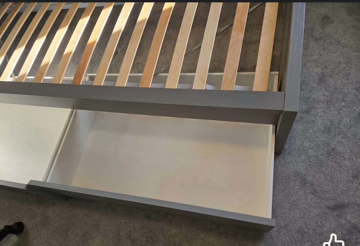 Ikea Grey Queen  Bed Frame with Storage Drawers - photo 3