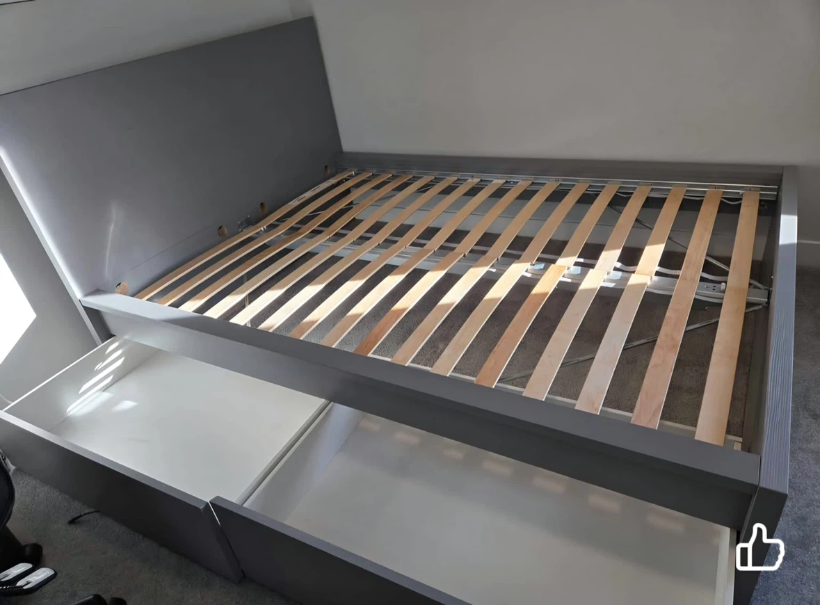 Ikea Grey Queen  Bed Frame with Storage Drawers - photo 4