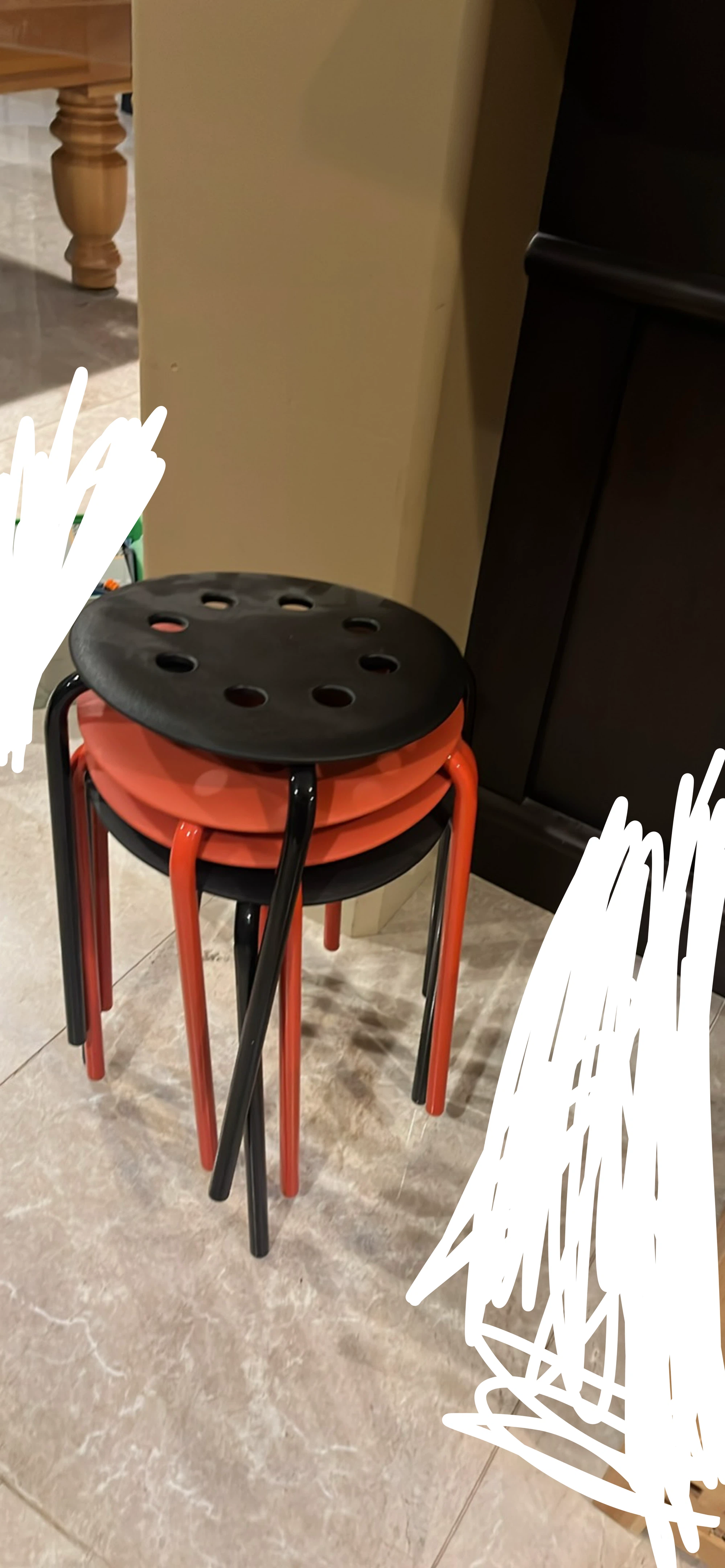 Set of 3 Stacking Stools - Red and Black from IKEA