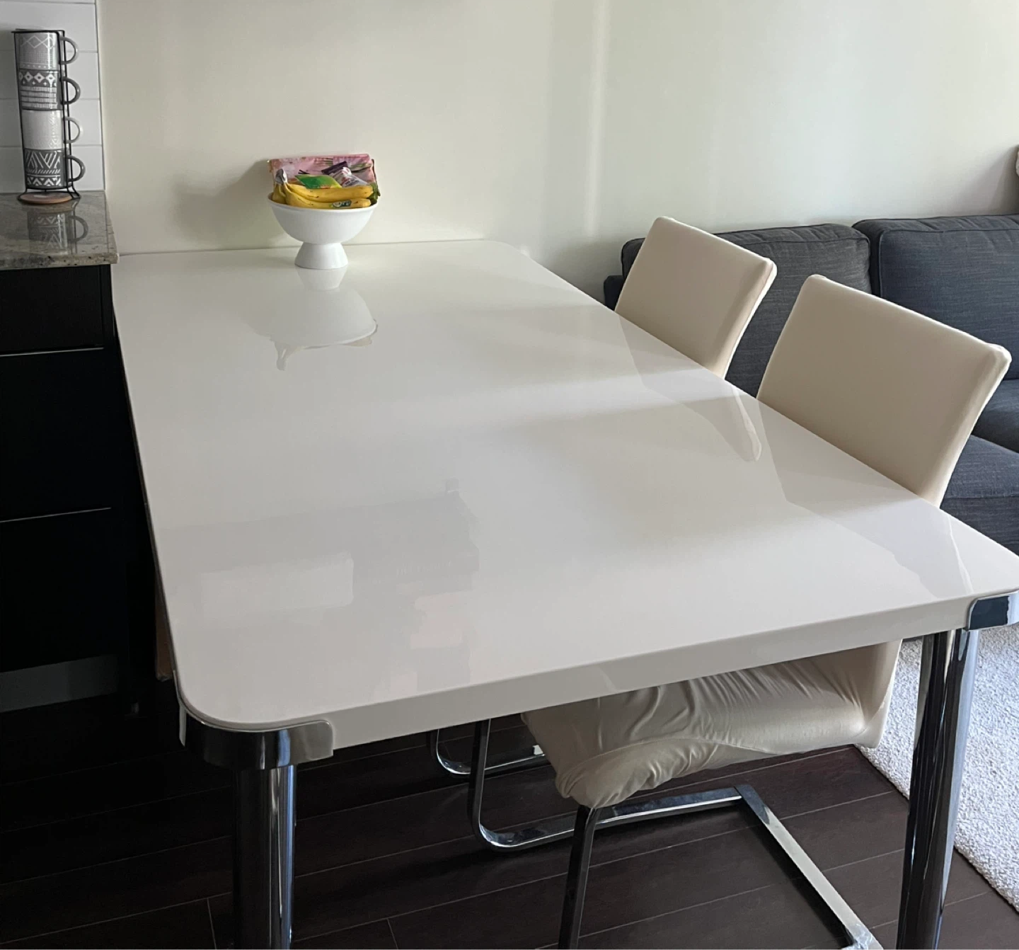 MOVING SALE - White Dining Table with Chrome Legs - photo 2