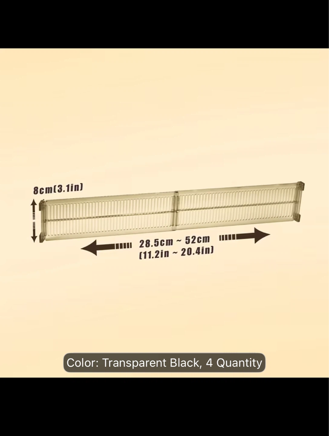 Adjustable Drawer Dividers (Transparent Black, 4 Quantity)