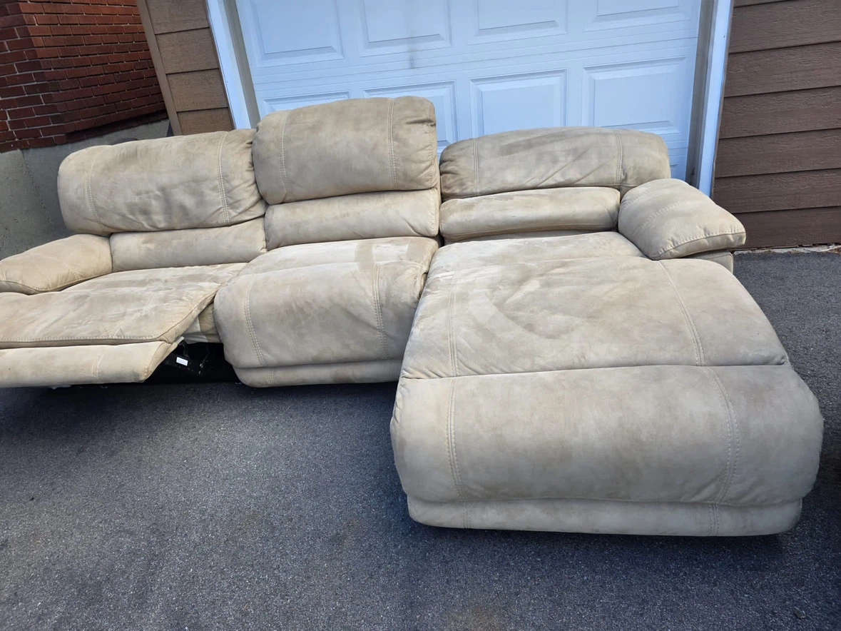 Tan Sectional Sofa with Recliner
