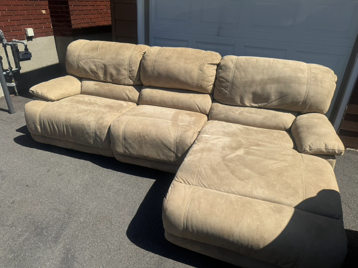 Tan Sectional Sofa with Recliner - photo 2