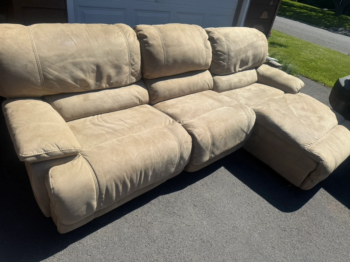 Tan Sectional Sofa with Recliner - photo 3