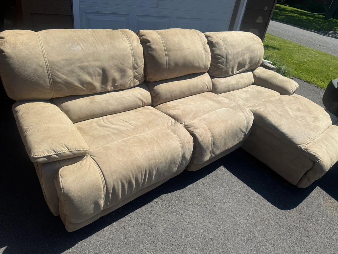 Tan Sectional Sofa with Recliner - photo 4