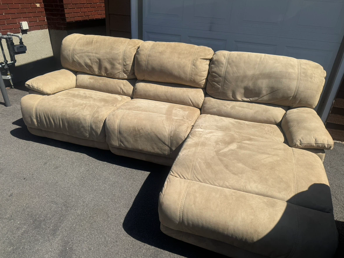 Tan Sectional Sofa with Recliner - photo 5