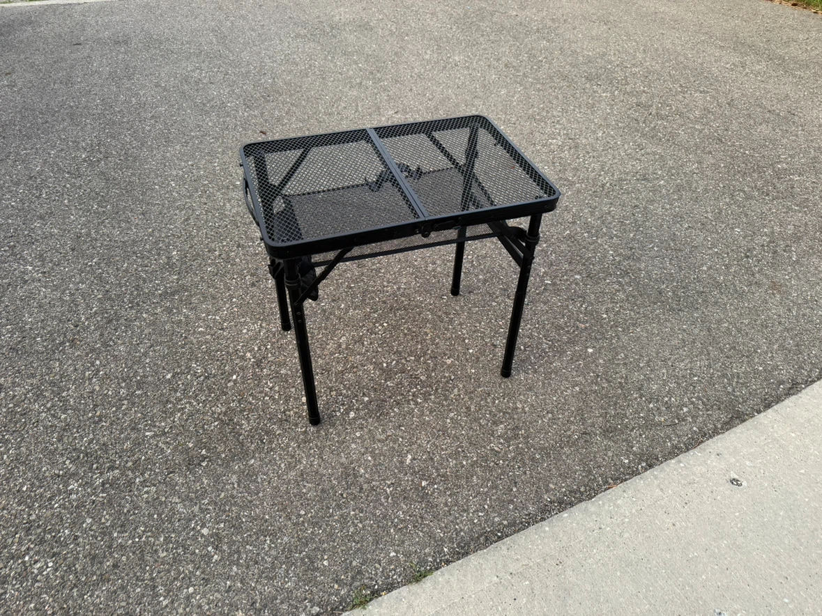 Black Metal Mesh Folding Table