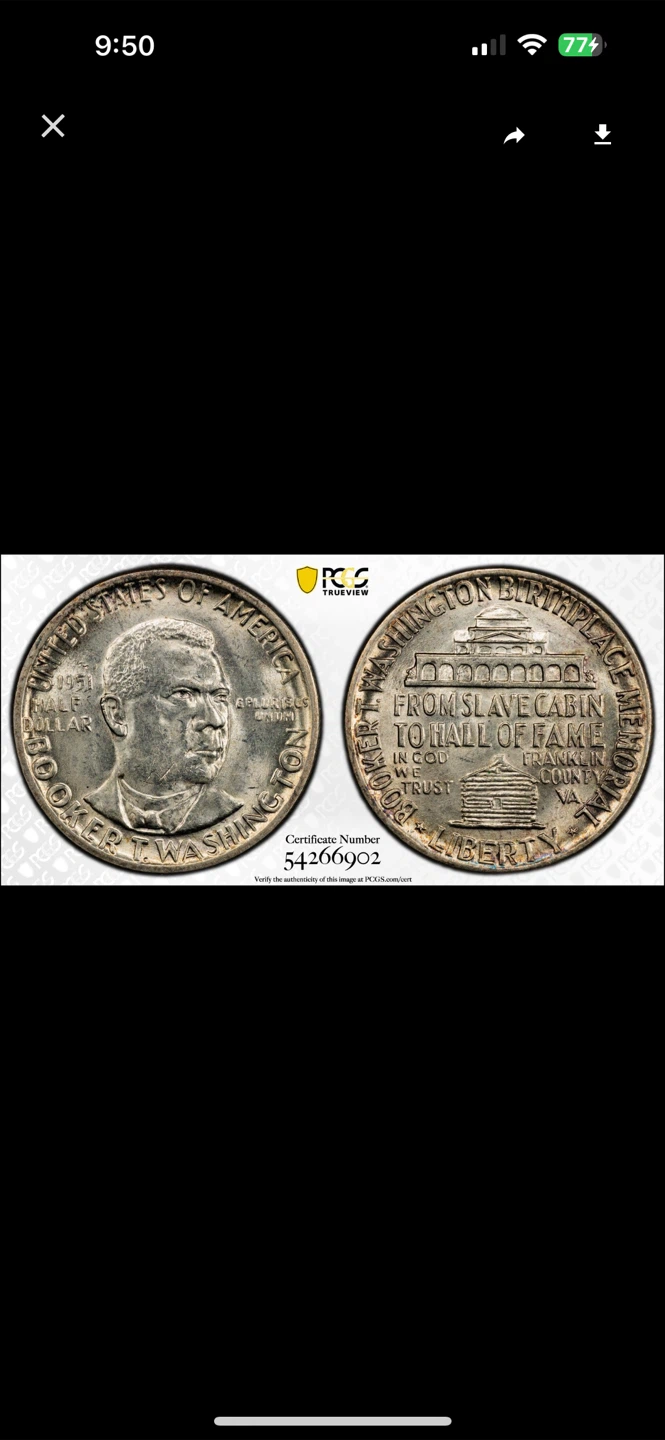 1951 Booker T. Washington Silver Half Dollar - photo 5