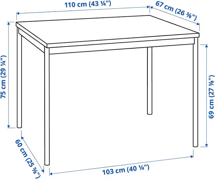 Black Dining Table - 110cm x 67cm - photo 2