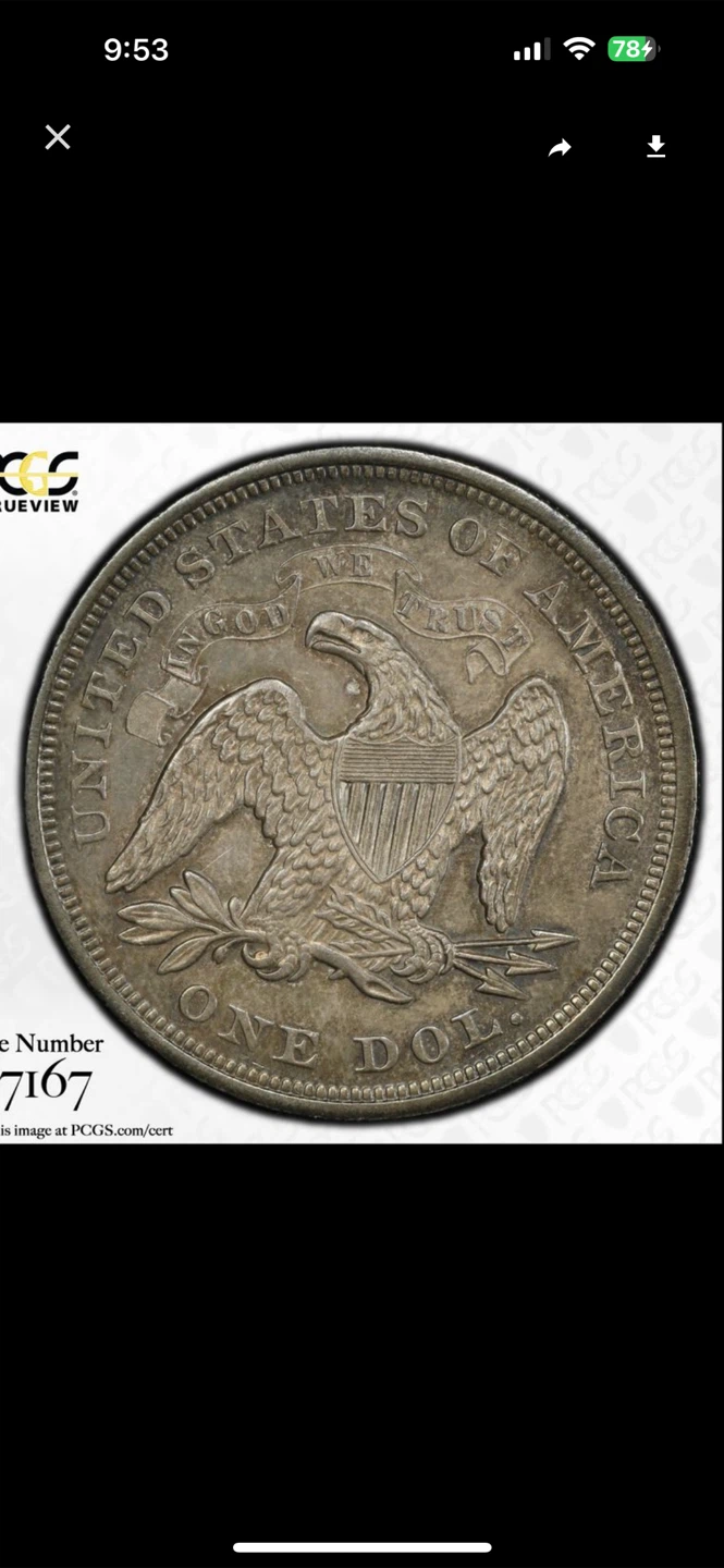 1871 Seated Liberty Silver Dollar PCGS AU58 - photo 4