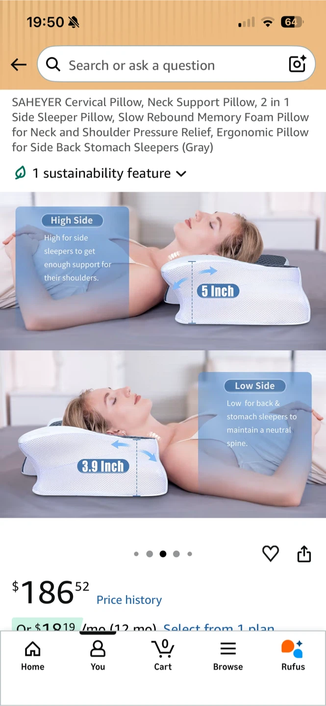 SAHEYER Cervical Pillow - Memory Foam Neck Support