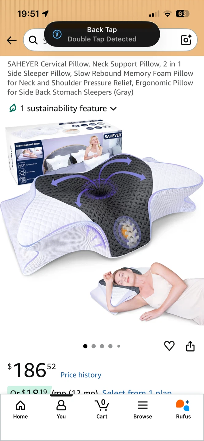 SAHEYER Cervical Pillow - Memory Foam Neck Support - photo 3