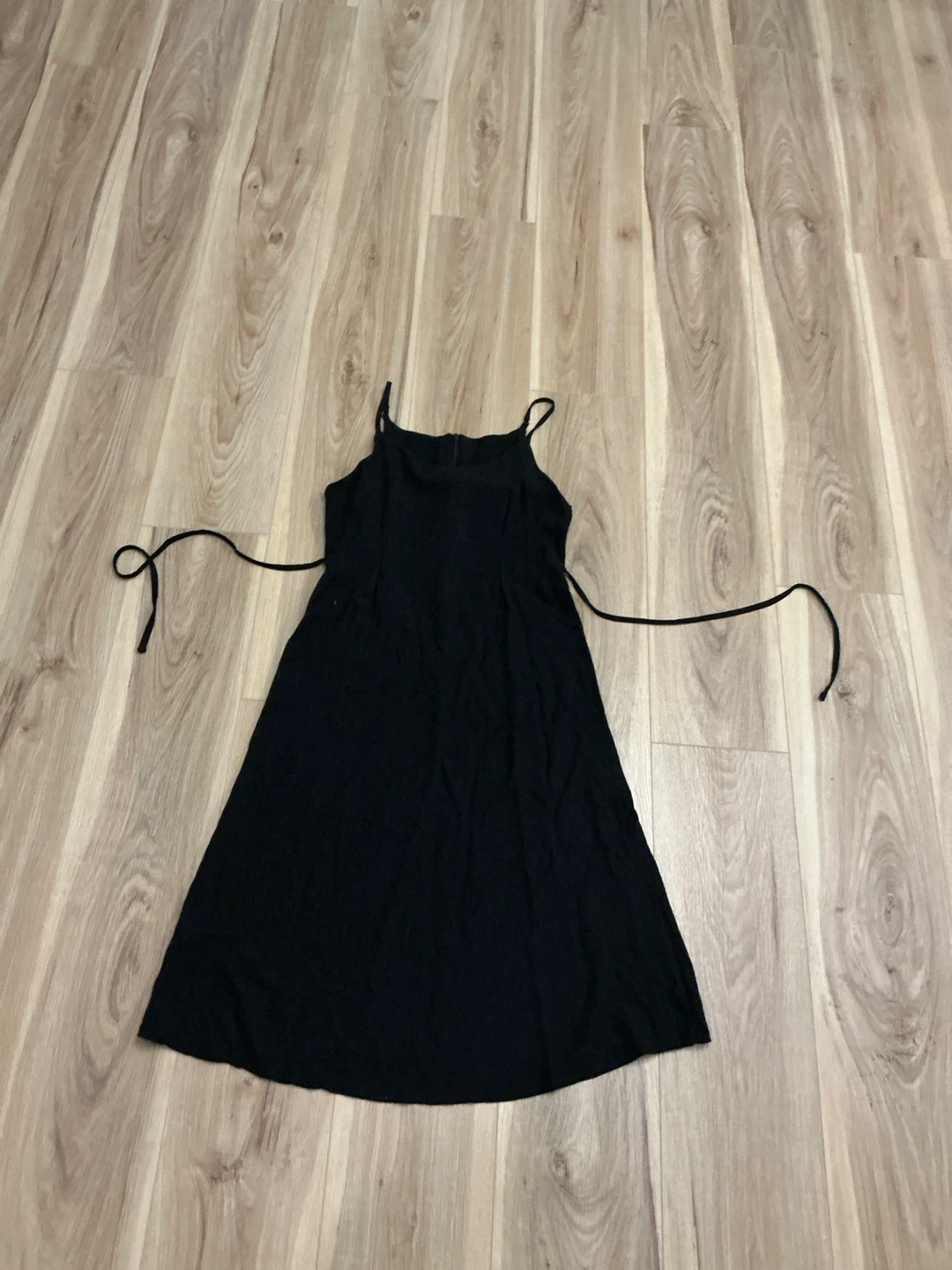 Black Spaghetti Strap Dress with Tie Back