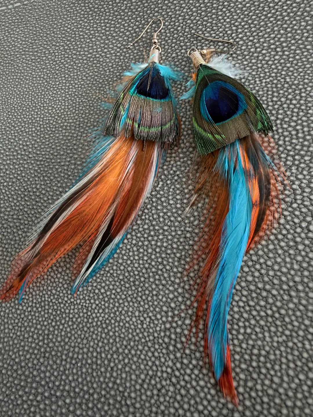 Feather Earrings - Peacock & Bright Colours