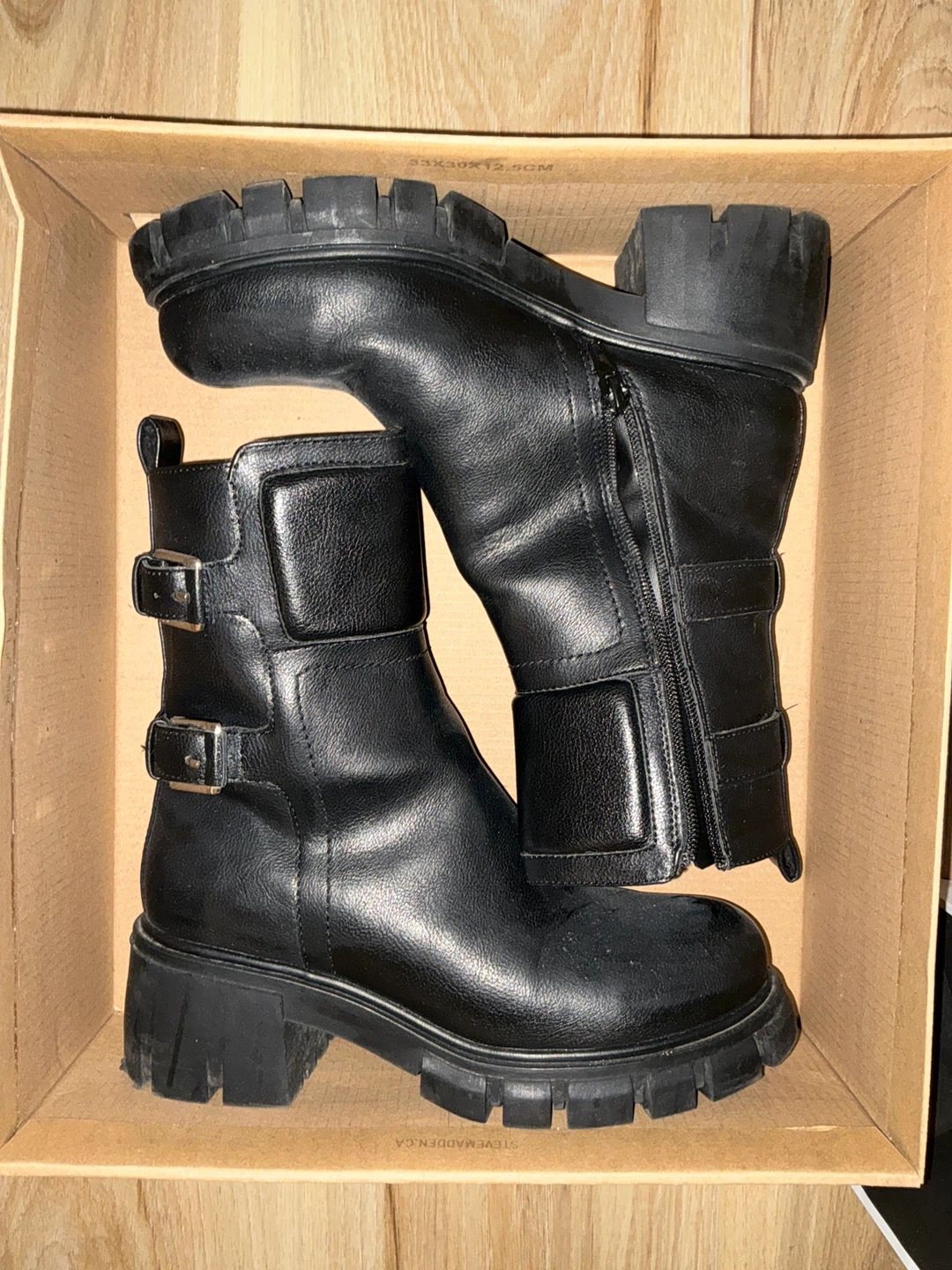 MIA Black Combat Boots with Buckle Detail