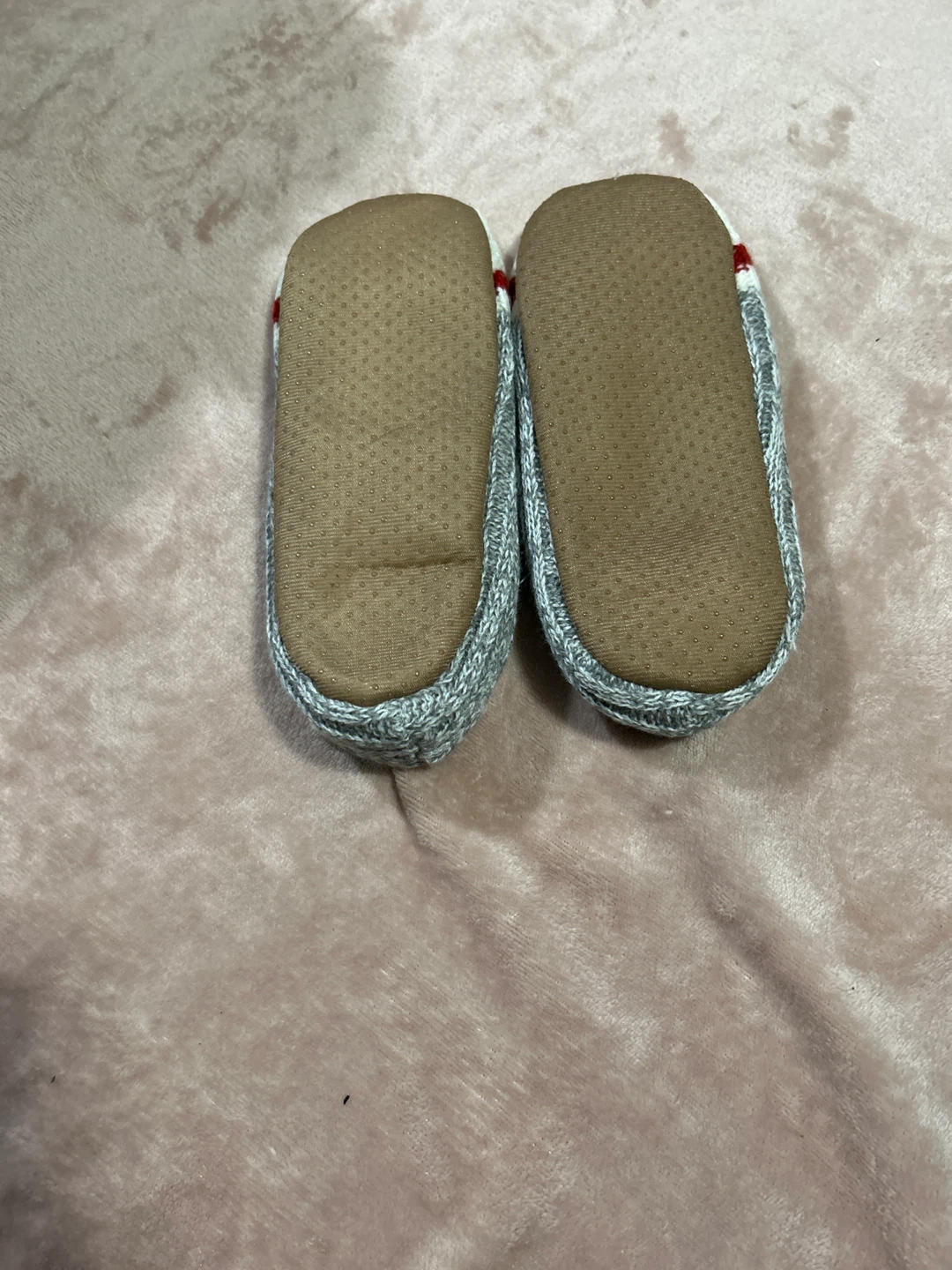 Baby Slippers - Grey with Red Stripe - photo 2