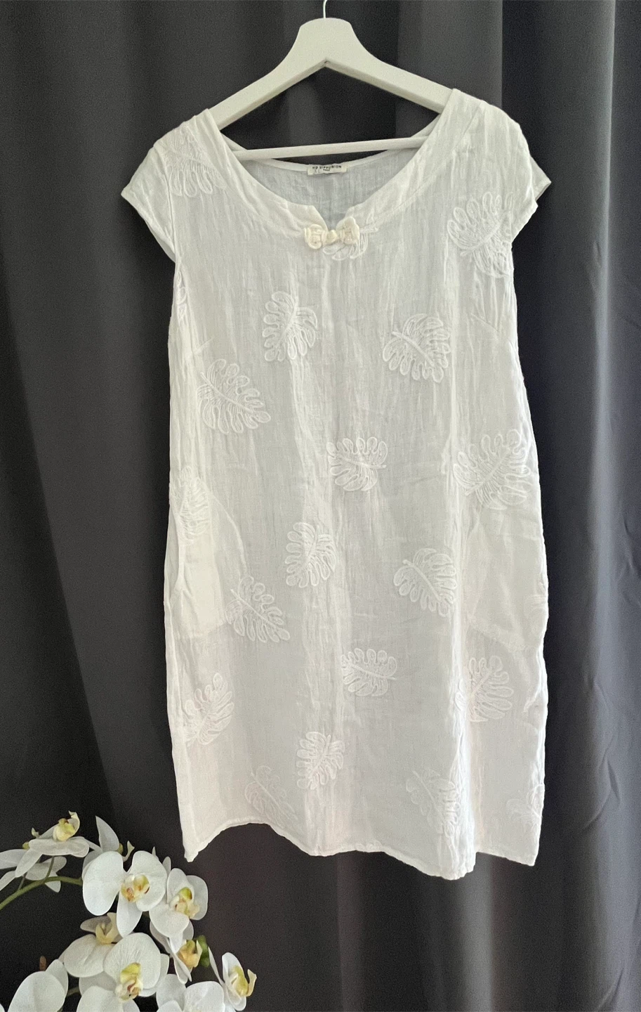 MD Diffusion White Linen Embroidered Dress XL - photo 2