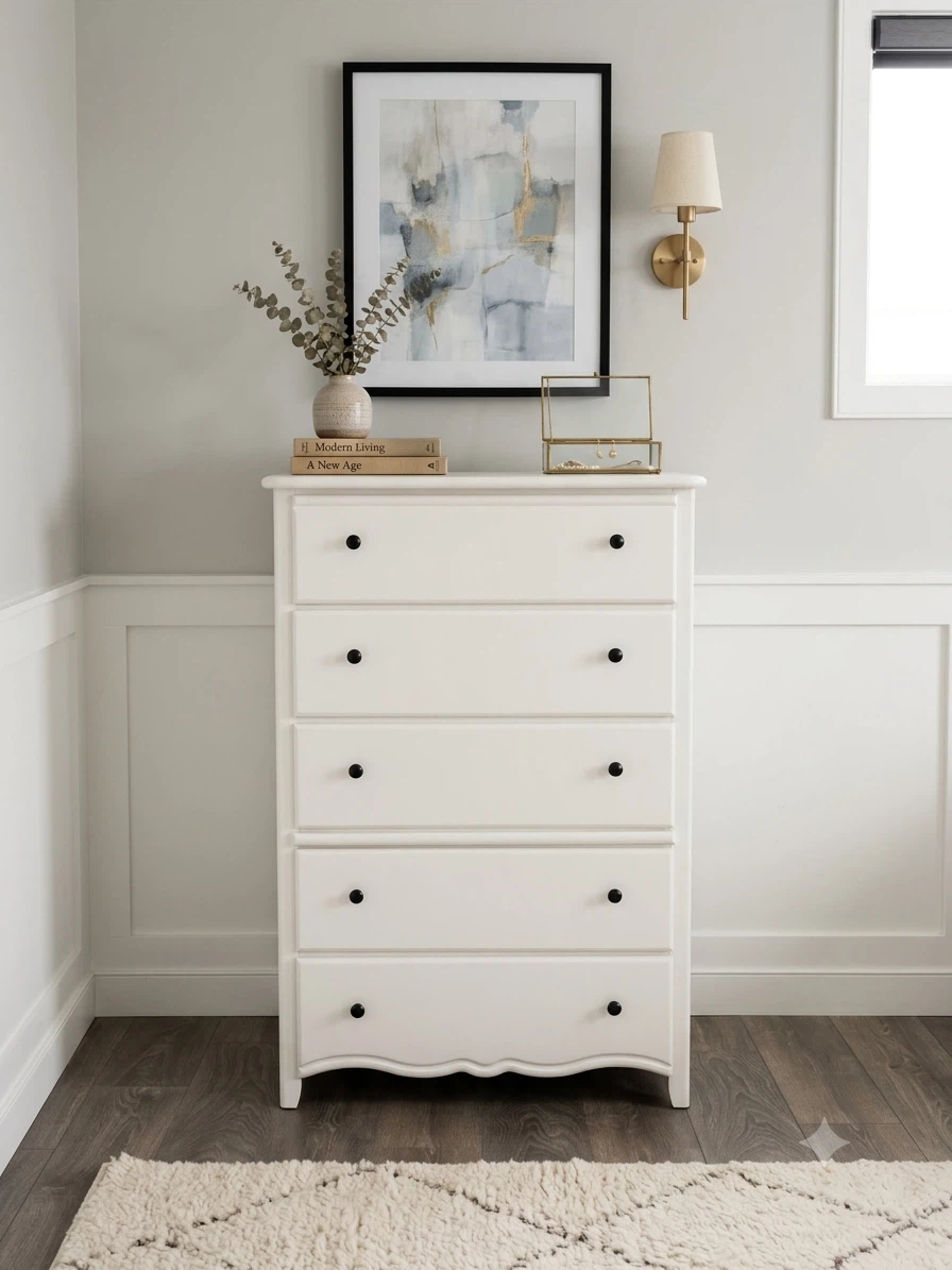 White 5-Drawer Dresser