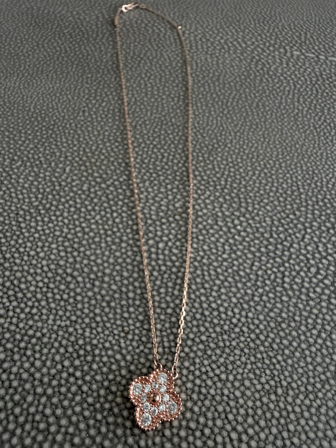 Rose Gold Clover Necklace with Crystals - photo 2