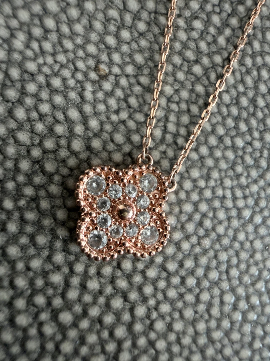 Rose Gold Clover Necklace with Crystals