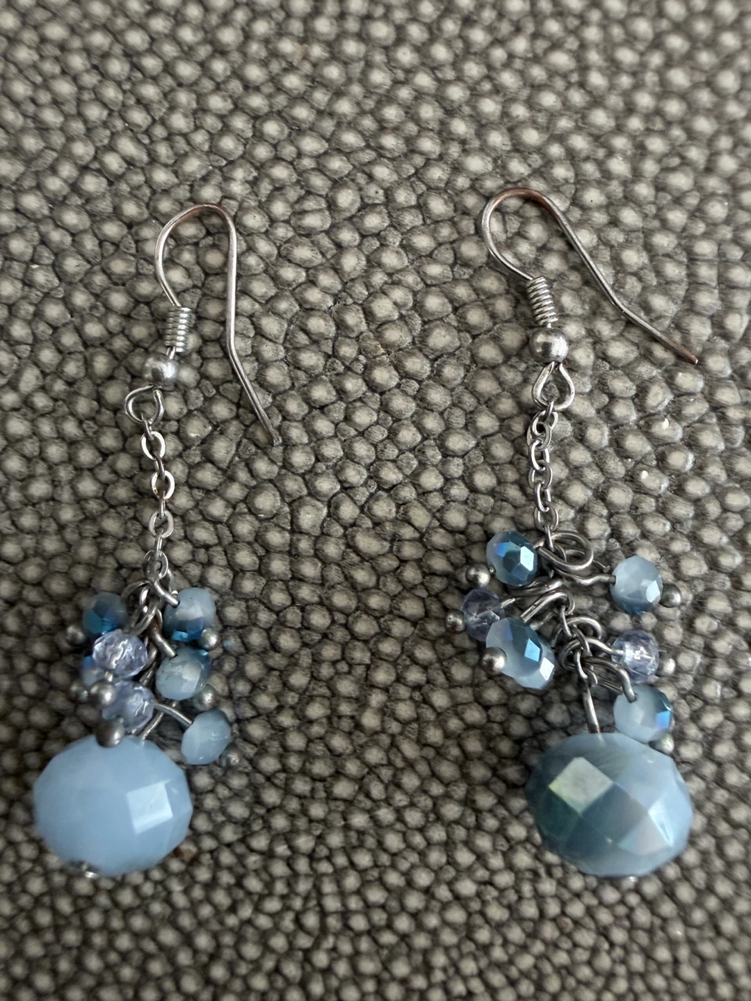 Blue Beaded Drop Earrings