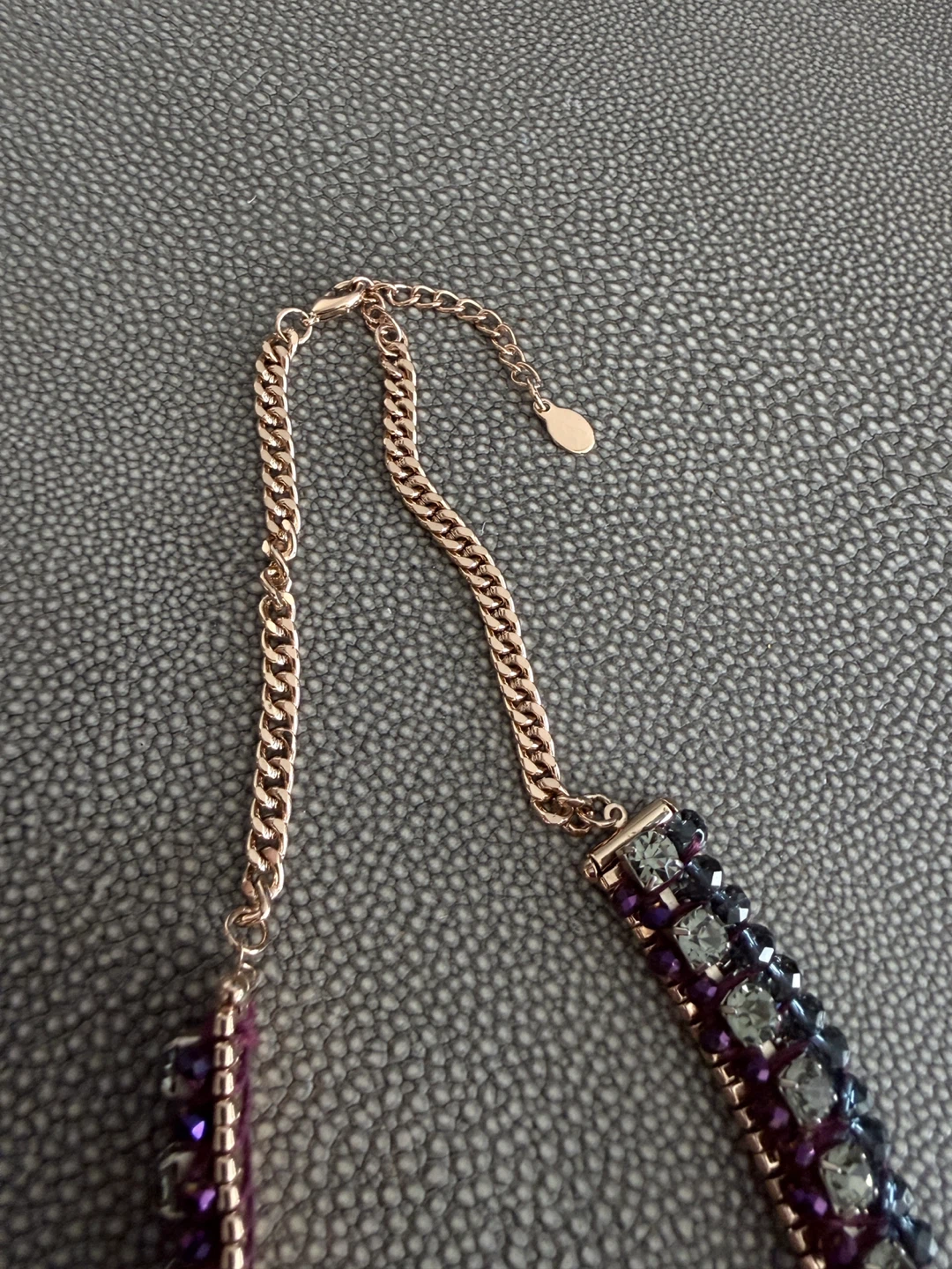 Beaded Choker Necklace with Clear and Grey Crystals - photo 4