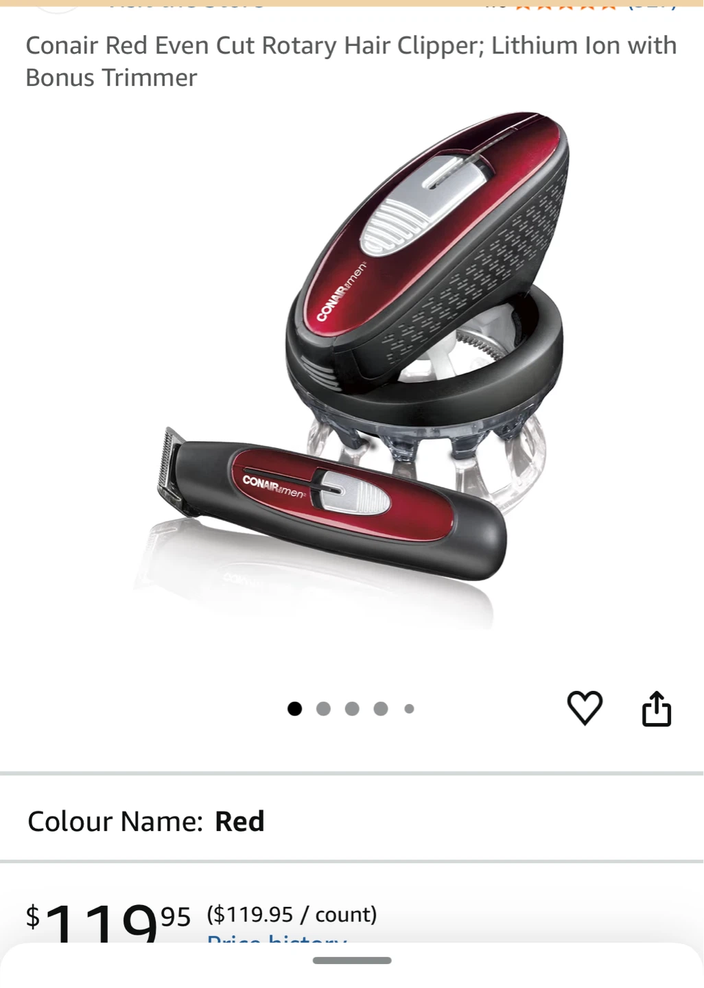 Brand new conair Red Even Cut Rotary Hair Clipper - Lithium Ion