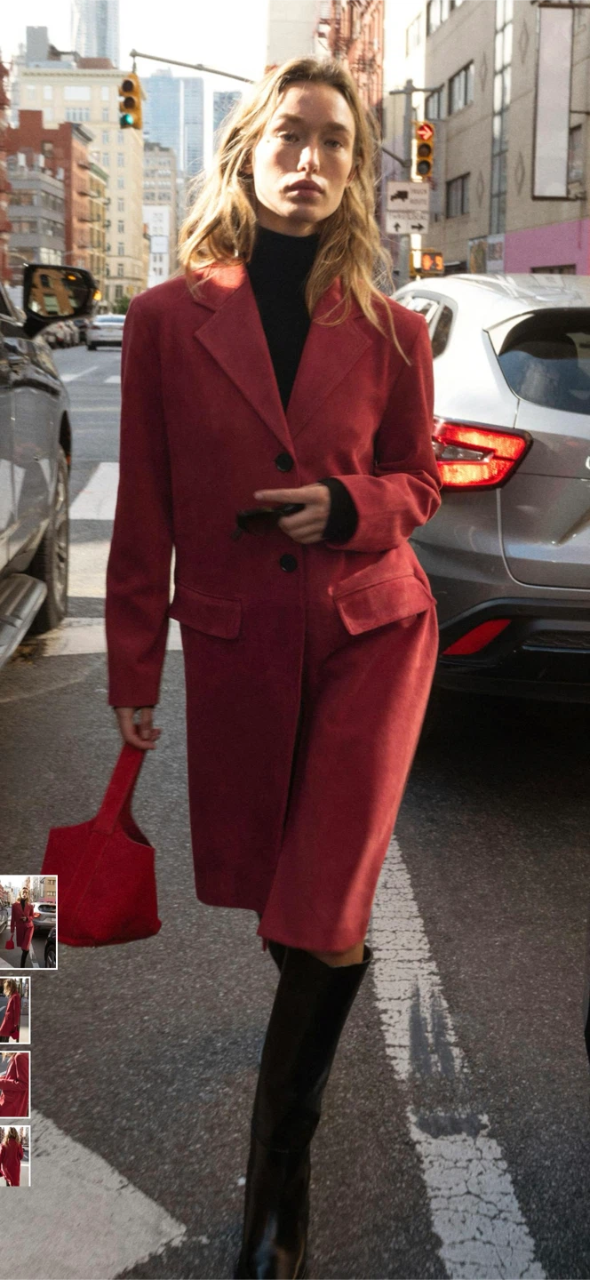 ZARA faux suede red coat  Size S - photo 2
