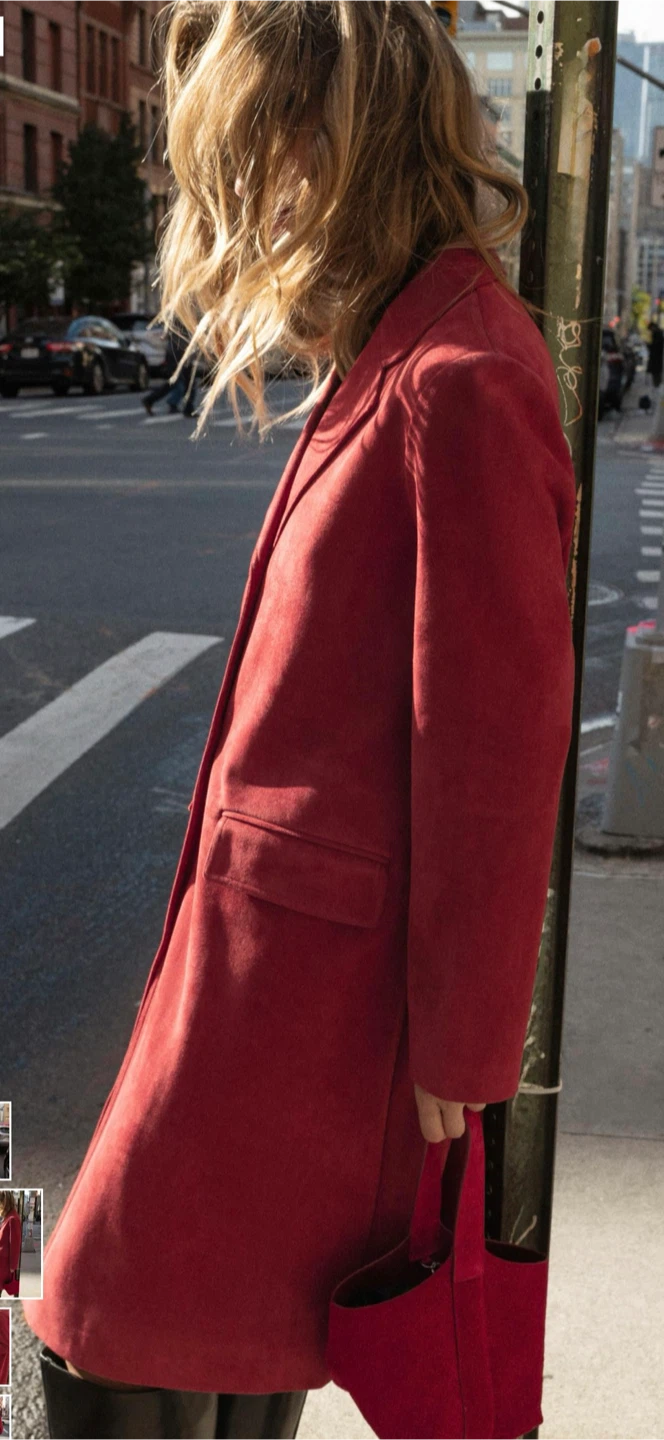 ZARA faux suede red coat  Size S - photo 4
