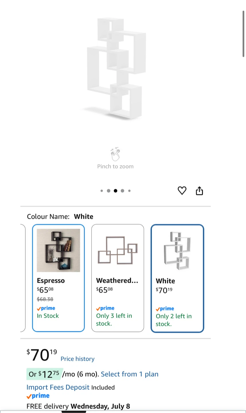 Wall Mount Floating Intersecting Cube Accent Wall Shelf - White - photo 2