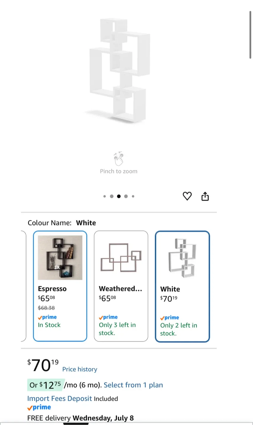 Wall Mount Floating Intersecting Cube Accent Wall Shelf - White - photo 2