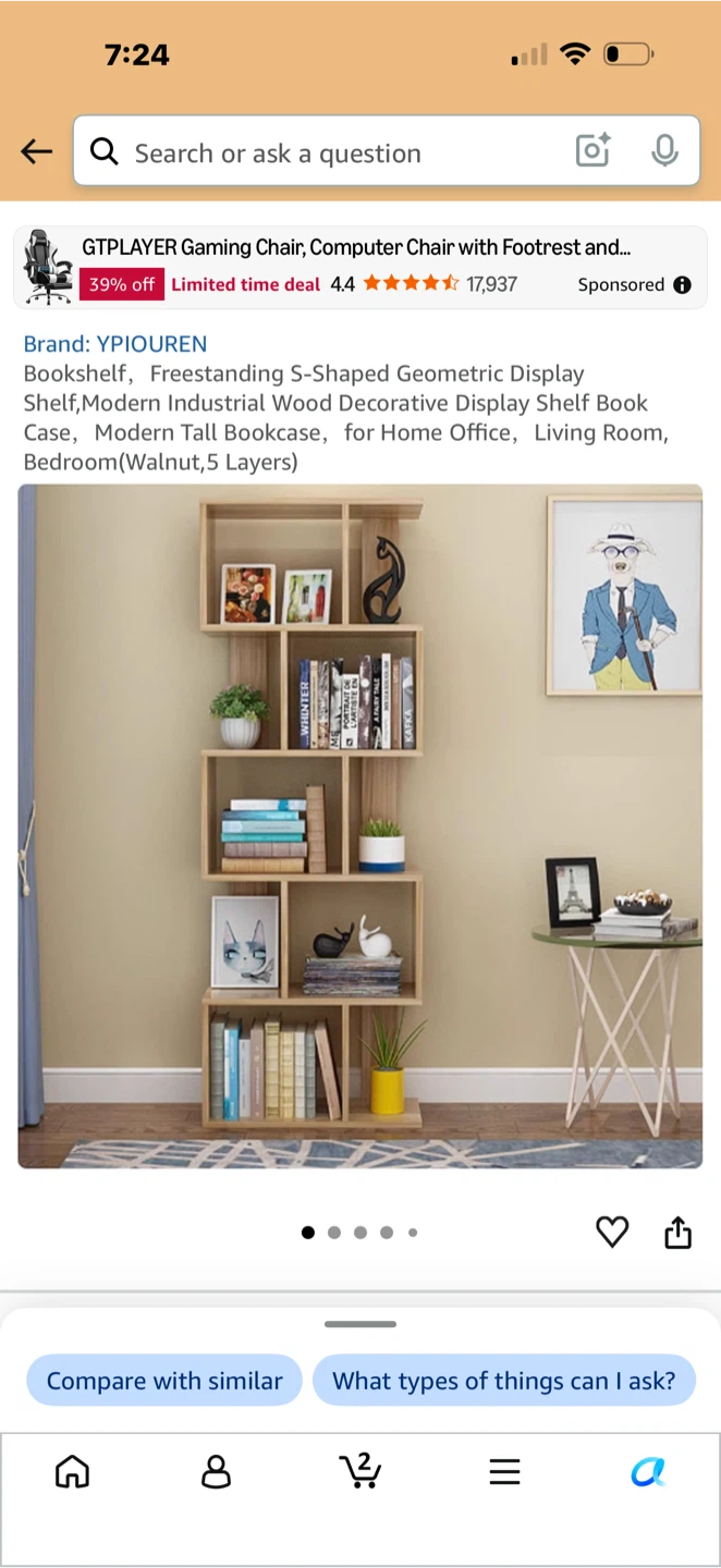 Bookshelf - Walnut, 5 Layers