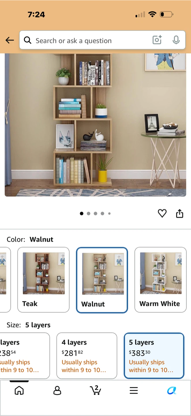 Bookshelf - Walnut, 5 Layers - photo 3