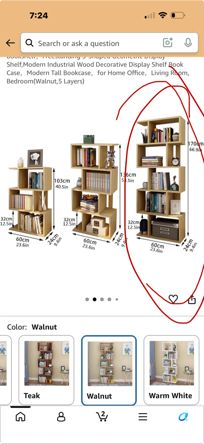 Bookshelf - Walnut, 5 Layers - photo 4