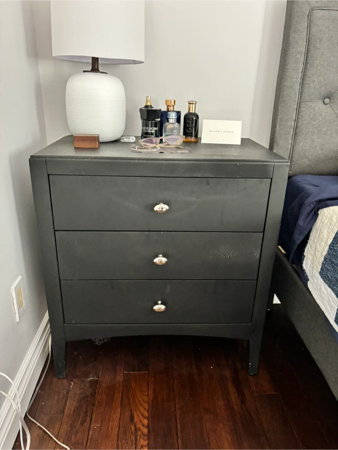 Two Black Solid Wood Night Tables