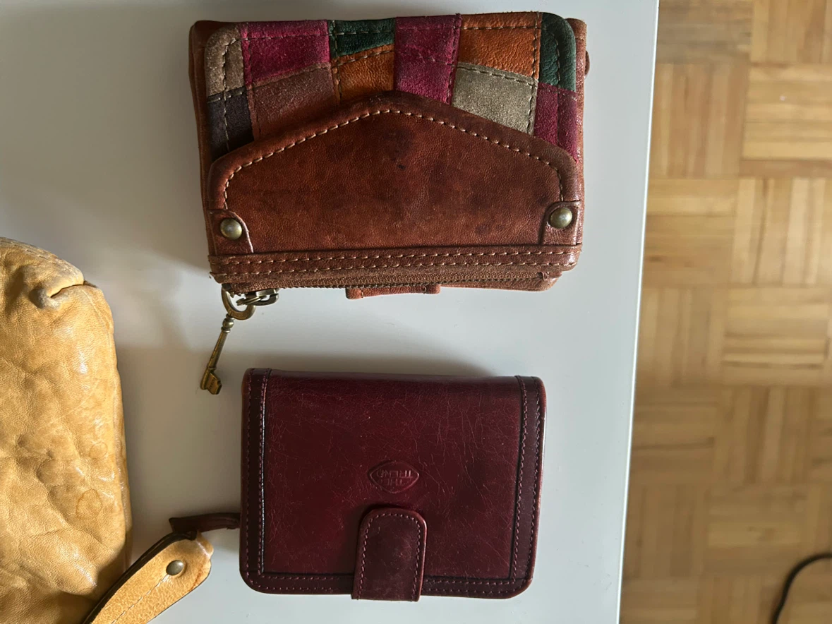 Fossil Patchwork & Burgundy Leather Wallets