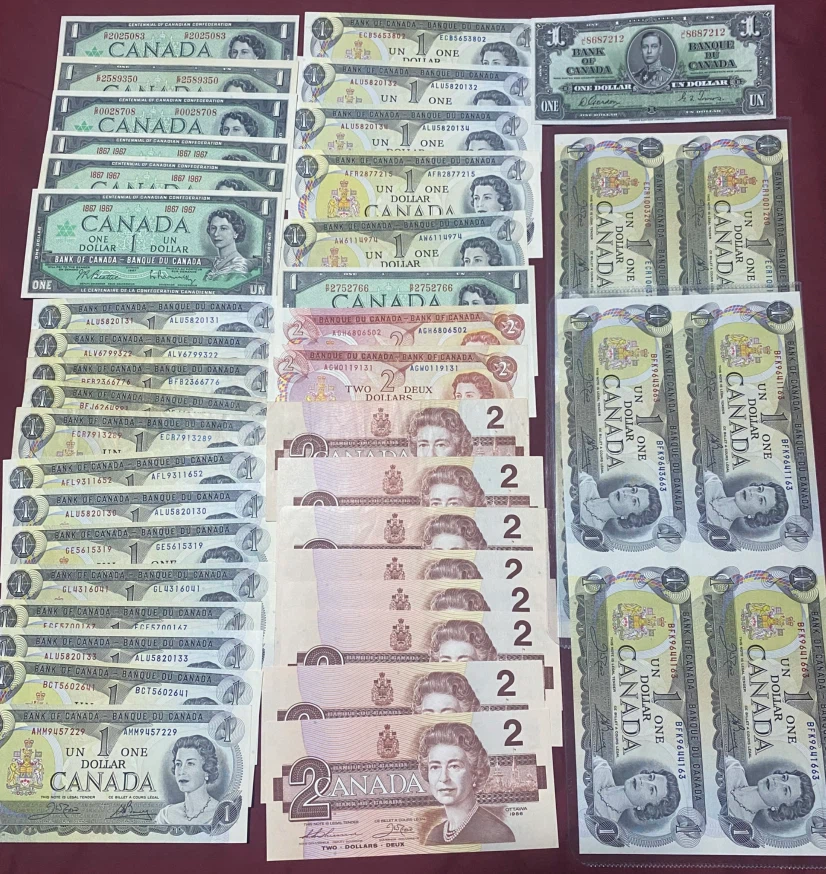Collection of Canadian Banknotes - Various Denominations