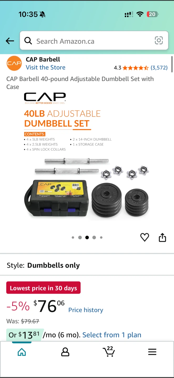 CAP 40 pounds Dumbbell Set with Case - photo 2