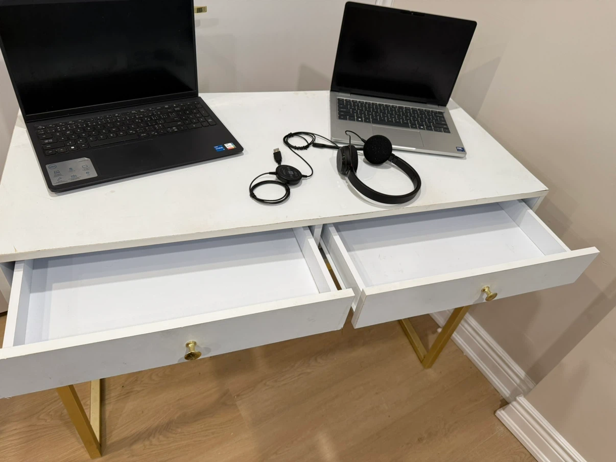 White Desk with Gold Legs