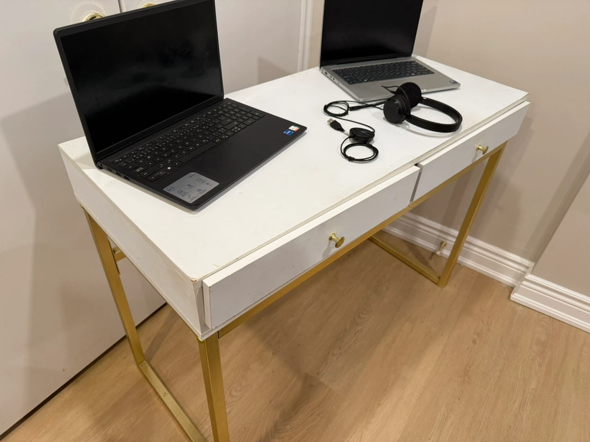 White Desk with Gold Legs - photo 3