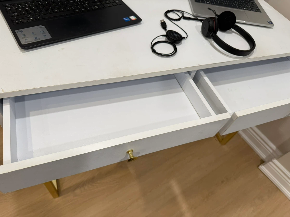 White Desk with Gold Legs - photo 4