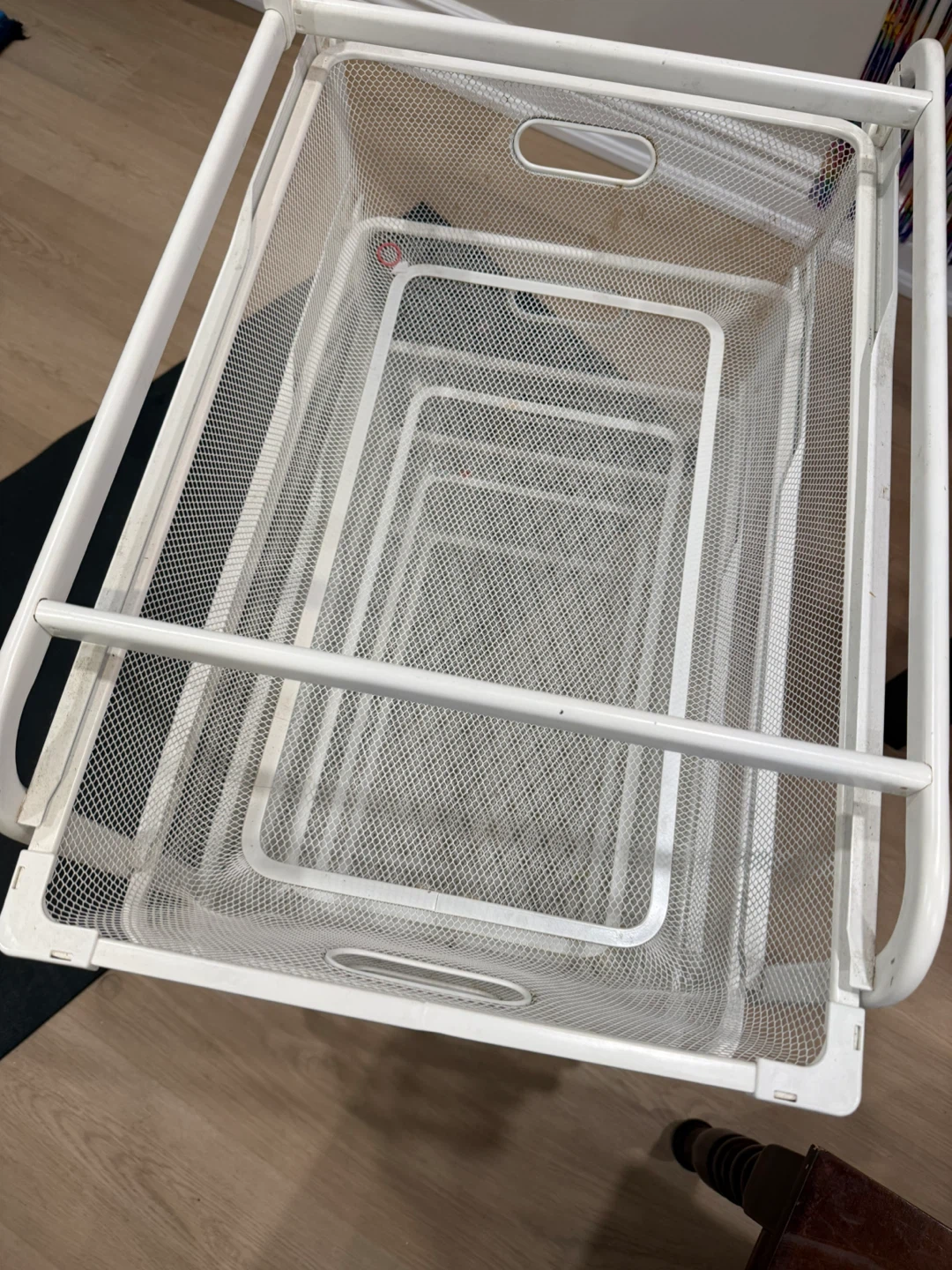 White Metal Mesh Rolling Cart with 4 Drawers