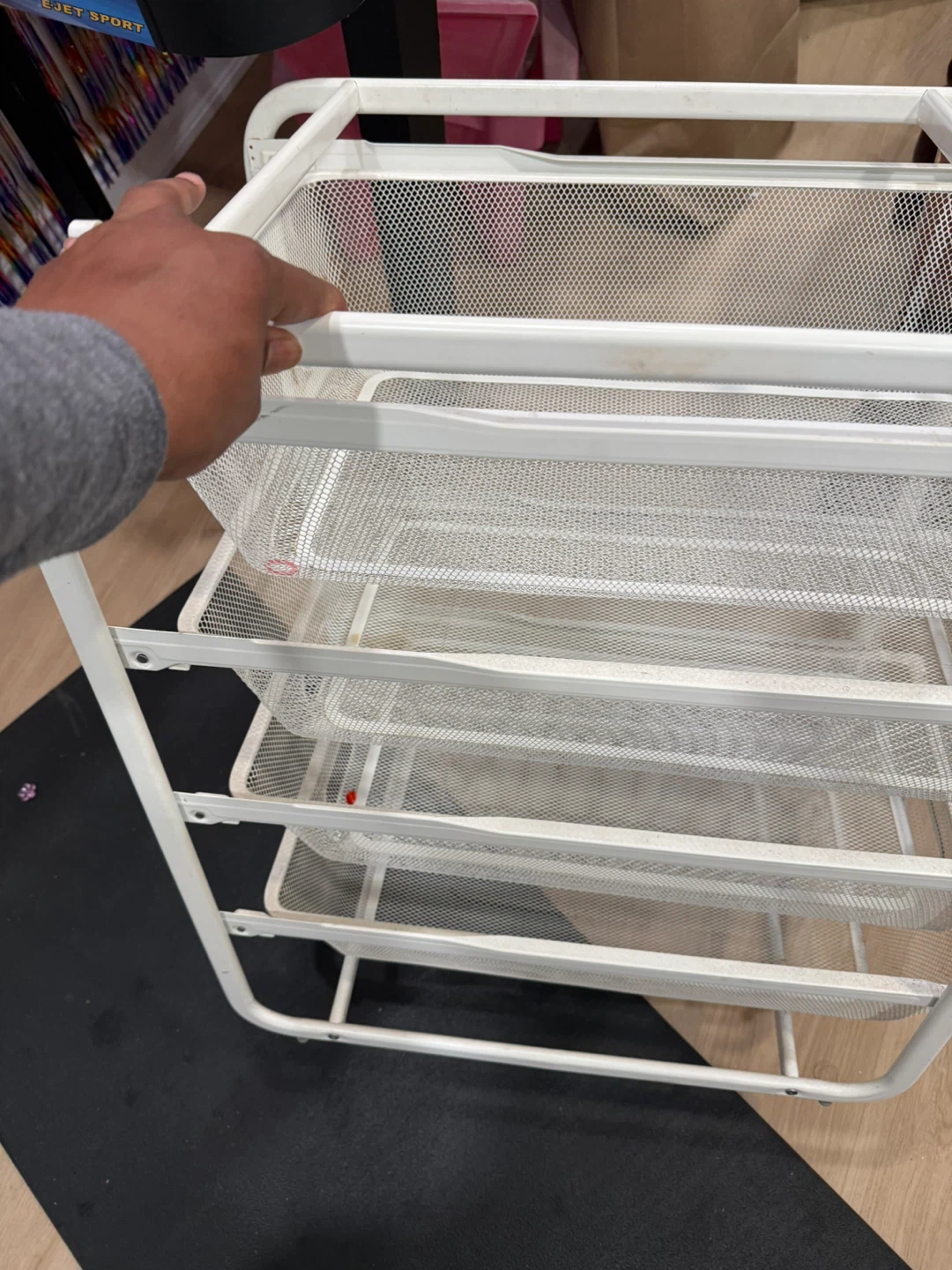 White Metal Mesh Rolling Cart with 4 Drawers - photo 2