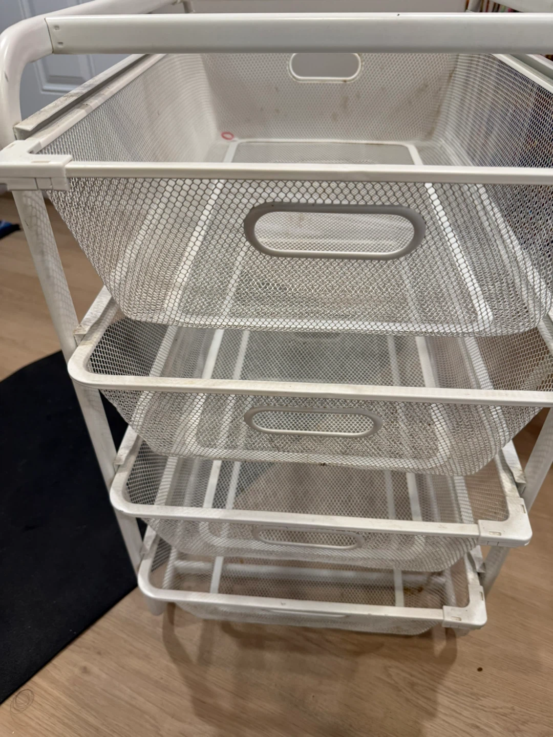 White Metal Mesh Rolling Cart with 4 Drawers - photo 3