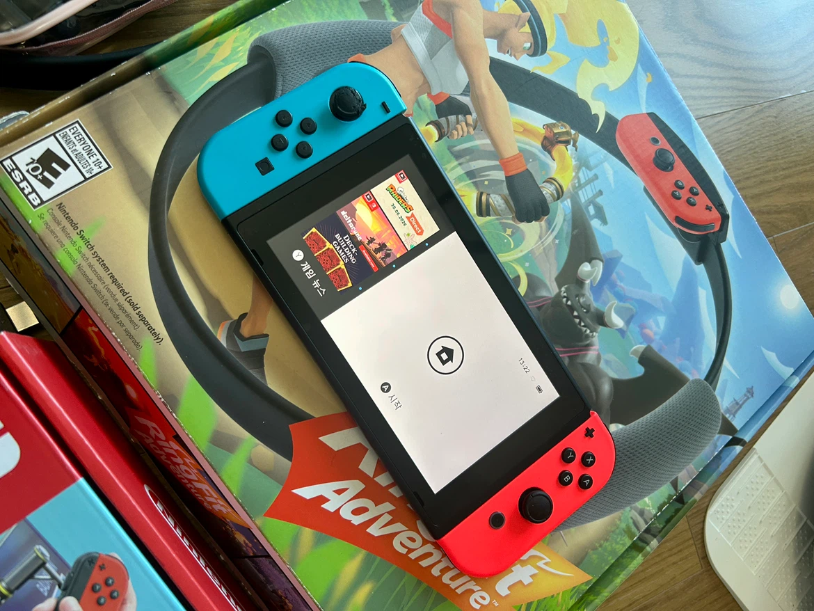 Nintendo Switch + Ring Fit + Animal Crossing + Extra Joy-Cons - photo 2