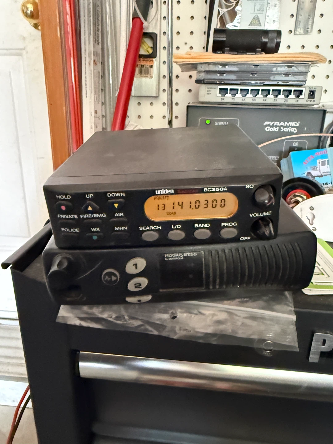 Uniden BC350A scanner and Motorola Radio GM300